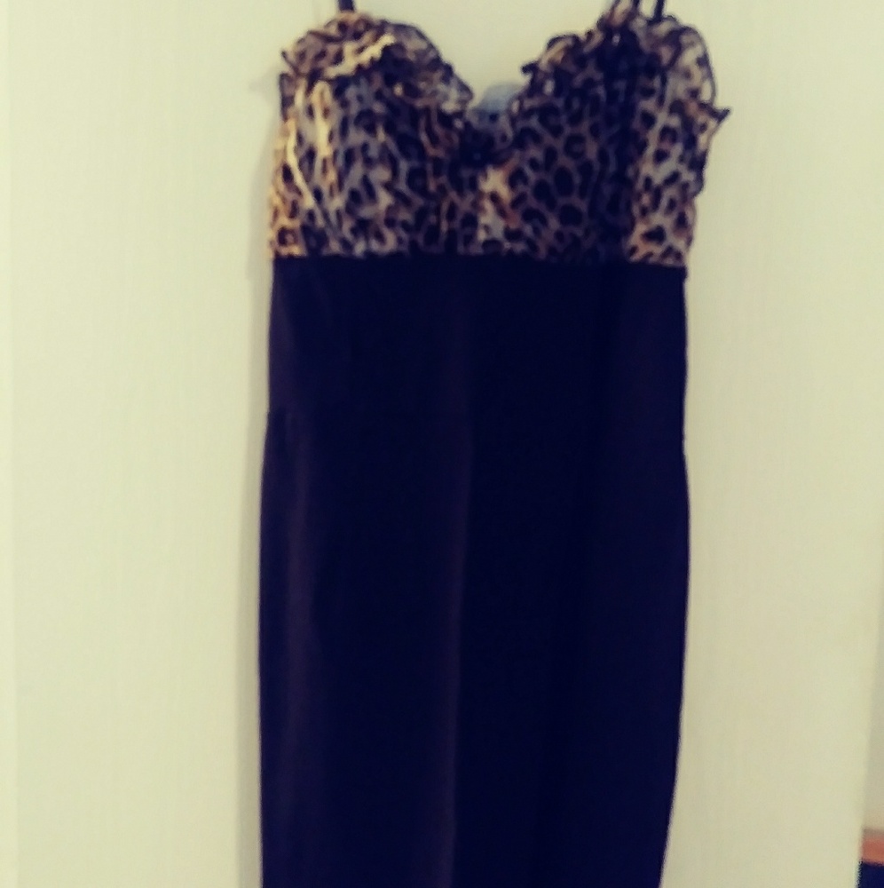 Leopard print amd black dress